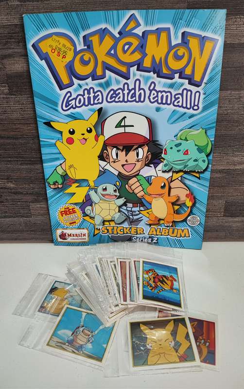 Vintage 2000 Topps Pokémon Series 2 Sticker Album & Collectible Stickers