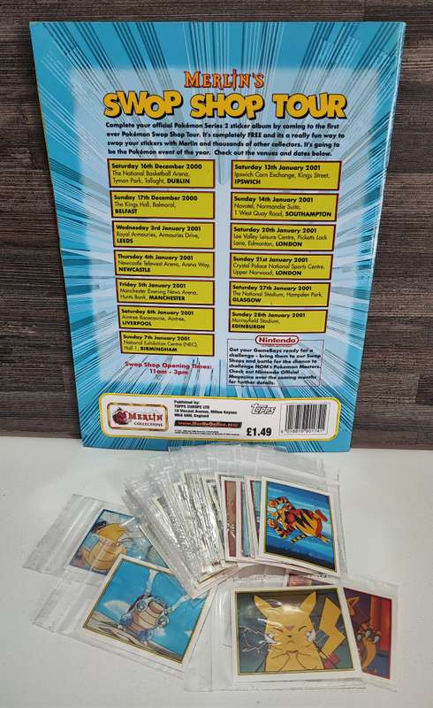 Vintage 2000 Topps Pokémon Series 2 Sticker Album & Collectible Stickers