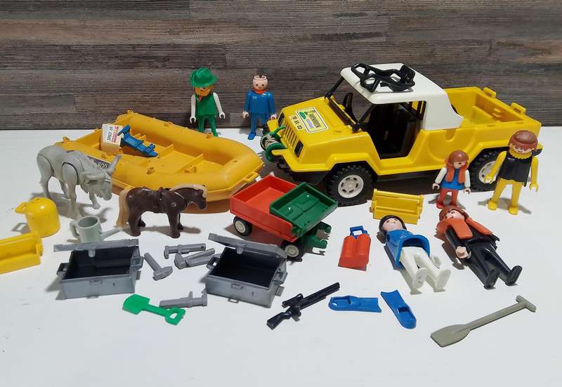 Rare 70's Playmobil Figures and Vehicle