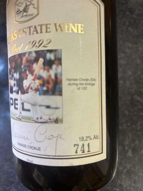 Special Edition Boplaas Port 1992, Signed by Hansie Cronje,