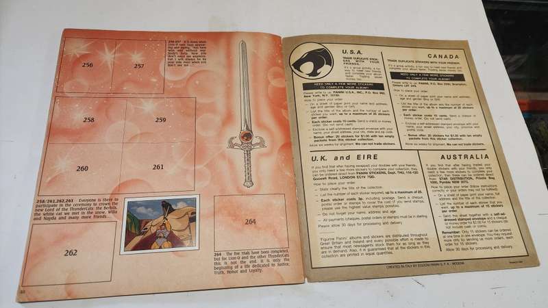 1986 Thundercats Panini Sticker Album 40/264 Stickers Present Vintage Figure