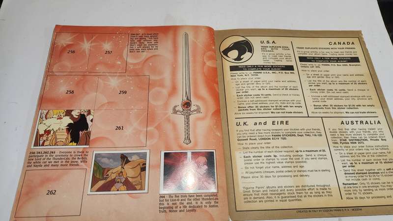 1986 Thundercats Panini Sticker Album 55/264 Stickers Present Vintage Figure