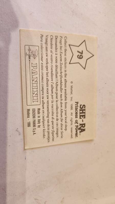 1986 She-Ra Princess of Power Panini Sticker 79 (She-Ra) Vintage Figure