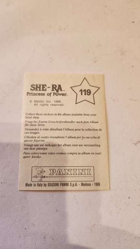 1986 She-Ra Princess of Power Panini Sticker 119 (She-Ra) Vintage Figure