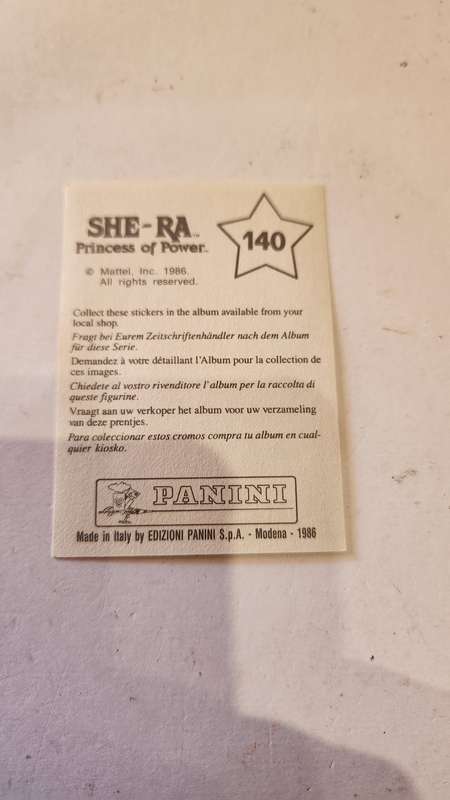 1986 She-Ra Princess of Power Panini Sticker 140 (She-Ra) Vintage Figure