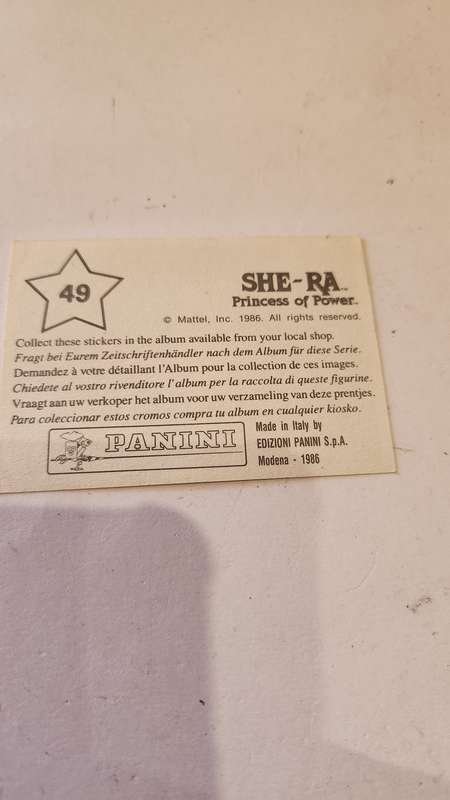 1986 She-Ra Princess of Power Panini Sticker 49 (She-Ra) Vintage Figure