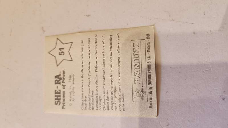 1986 She-Ra Princess of Power Panini Sticker 51 (She-Ra) Vintage Figure