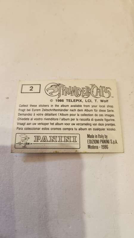 1986 Thundercats Panini Sticker 2 (Thundercats) Vintage Figure