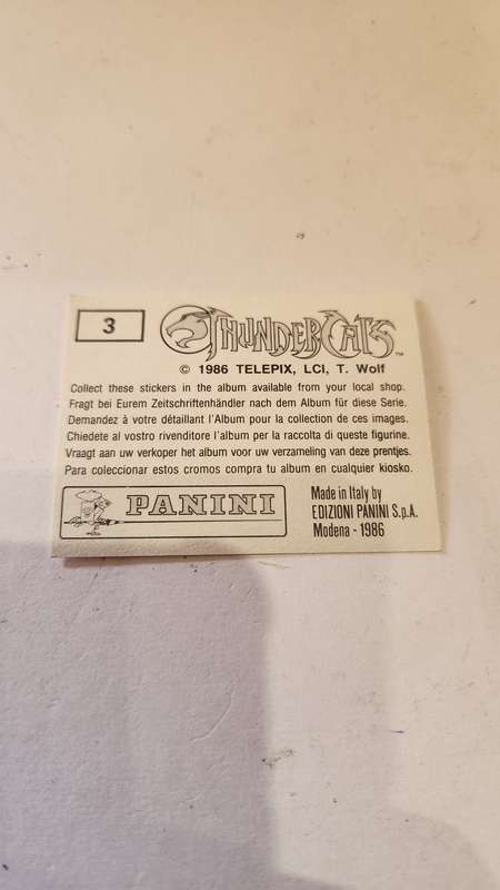 1986 Thundercats Panini Sticker 3 (Thundercats) Vintage Figure