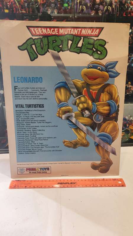 1990 Tmnt Vintage Prima Toys Leonardo Poster Card Teenage Mutant Ninja Turtles