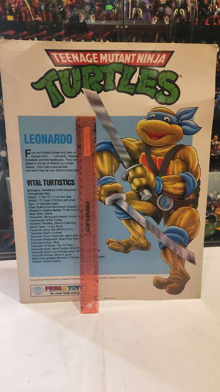 1990 Tmnt Vintage Prima Toys Leonardo Poster Card Teenage Mutant Ninja Turtles