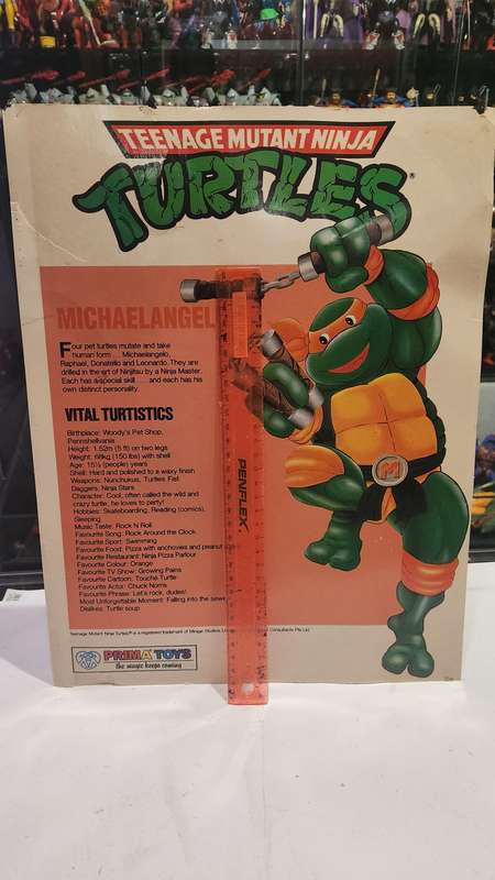 1990 Tmnt Vintage Prima Toys Michaelangelo Poster Card Teenage Mutant Ninja Turtles