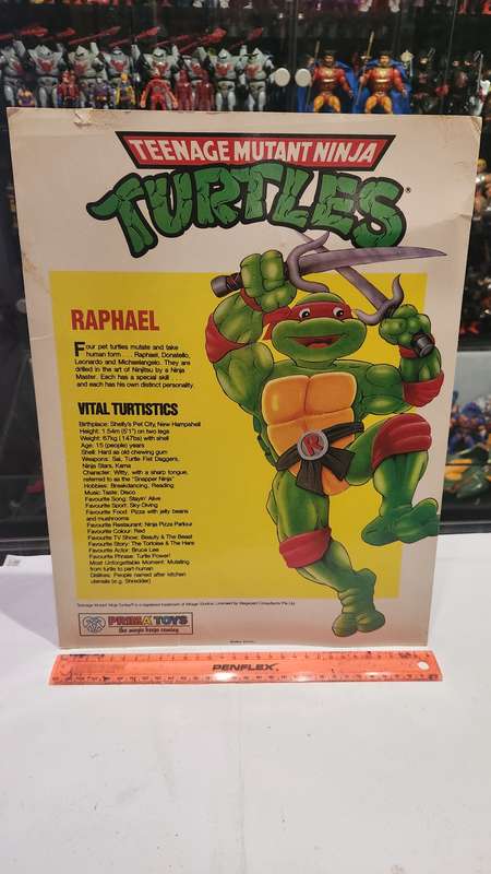 1990 Tmnt Vintage Prima Toys Raphael Poster Card Teenage Mutant Ninja Turtles