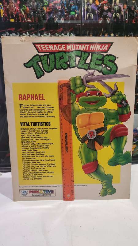 1990 Tmnt Vintage Prima Toys Raphael Poster Card Teenage Mutant Ninja Turtles