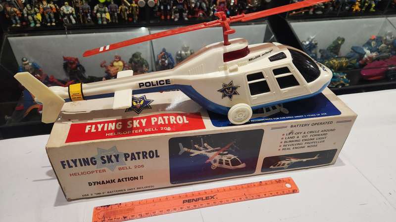 Vintage Boxed Flying Sky Patrol Helicopter Bell 206