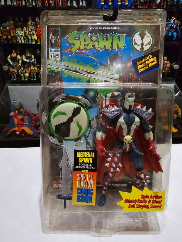 Moc 1994 Mcfarlane Medieval Spawn With Comic Book Vintage Figure
