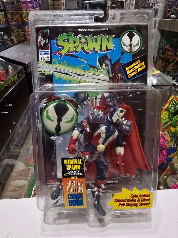 Moc 1994 Mcfarlane Medieval Spawn With Comic Book Vintage Figure