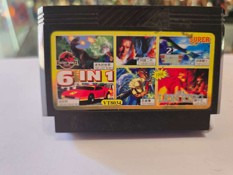 Vintage Tv Game Cartridge Famicom 6 in 1