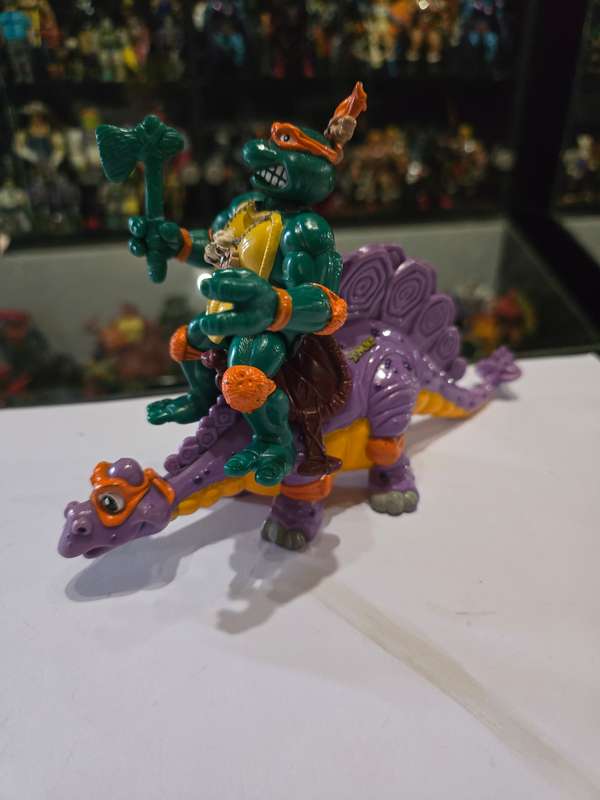 Tmnt 1993 Rare Cave Turtle Mike and Silly Stegosaurus Vintage Figure Teenage Mutant Ninja Turtles