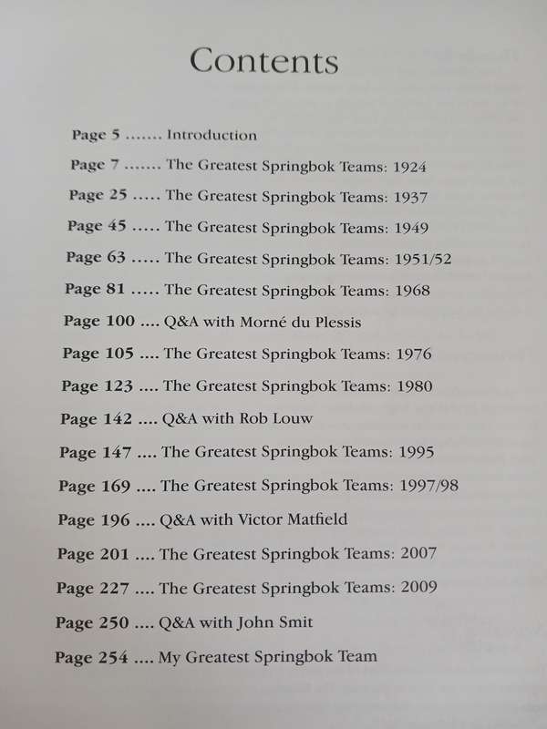 Rugby Book - The Greatest Springbok Teams - Past to Prest