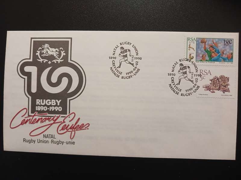 SA Stamps - 1990 Natal Rugby 100 Years FDC