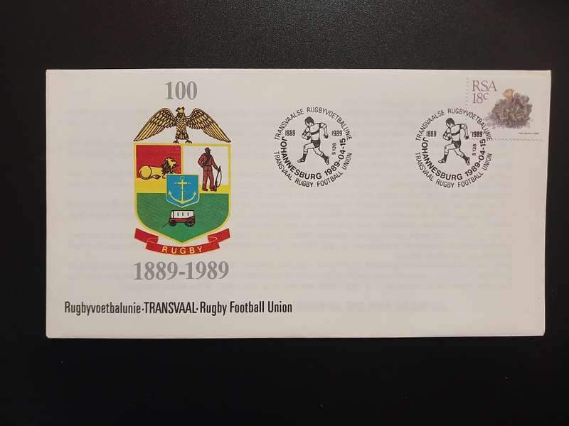 SA Stamps - 1989 Transvaal Rugby 100 Years FDC