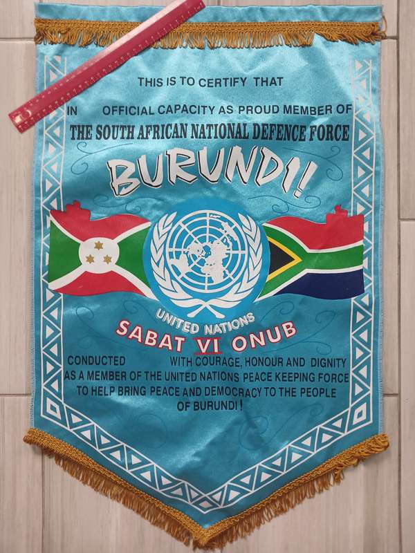 SADF - SA Military / Burundi / United Nations Large Pennant (Rare item, 1 of kind)