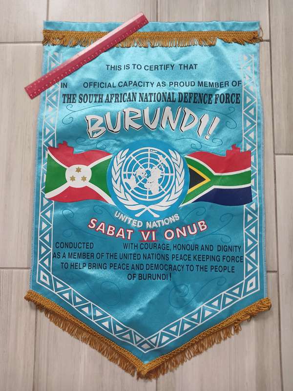 SADF - SA Military / Burundi / United Nations Large Pennant (Rare item, 1 of kind)