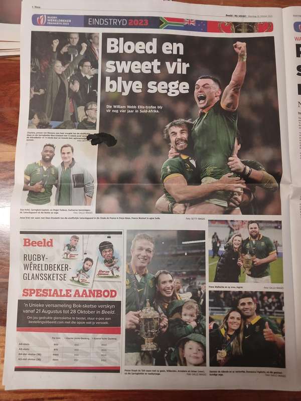 News Paper -  Springboks 2023 Rugby World Cup