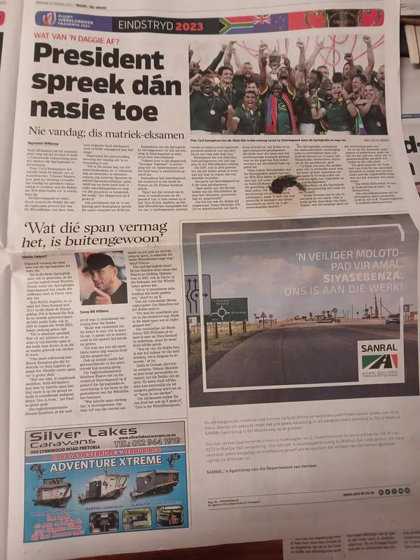 News Paper -  Springboks 2023 Rugby World Cup