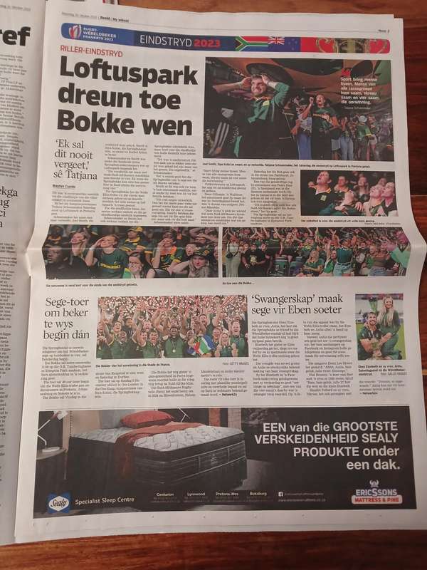 News Paper -  Springboks 2023 Rugby World Cup