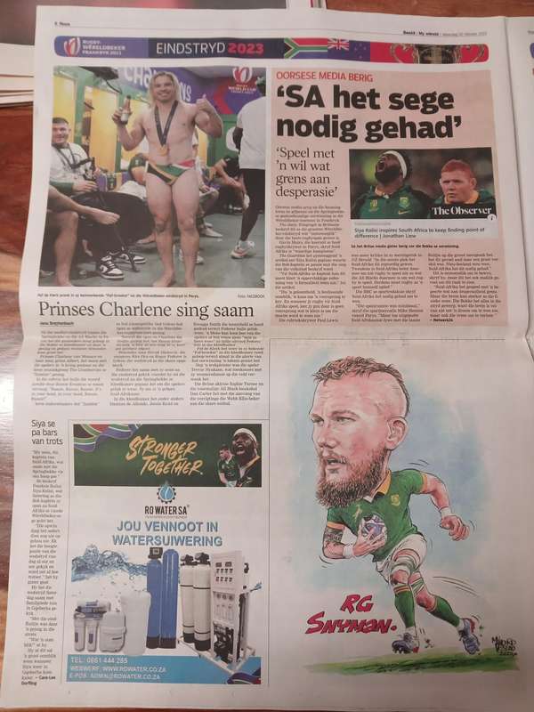 News Paper -  Springboks 2023 Rugby World Cup