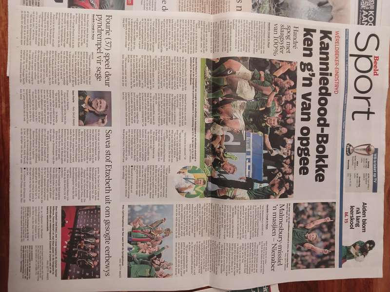 News Paper -  Springboks 2023 Rugby World Cup