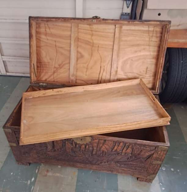 Outstanding Carved Camphor Wood Blanket Box/kist