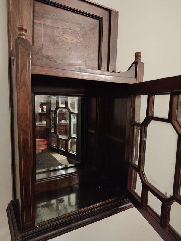 Victorian mahogany antique cigar lounge wall cabinet