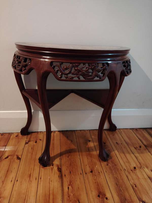Stunning ornate Rosewood Halfmoon table