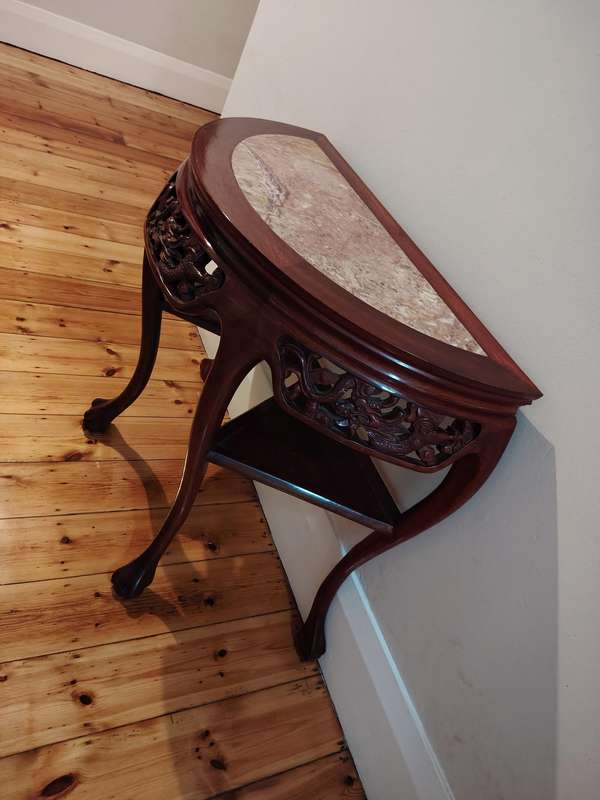Stunning ornate Rosewood Halfmoon table