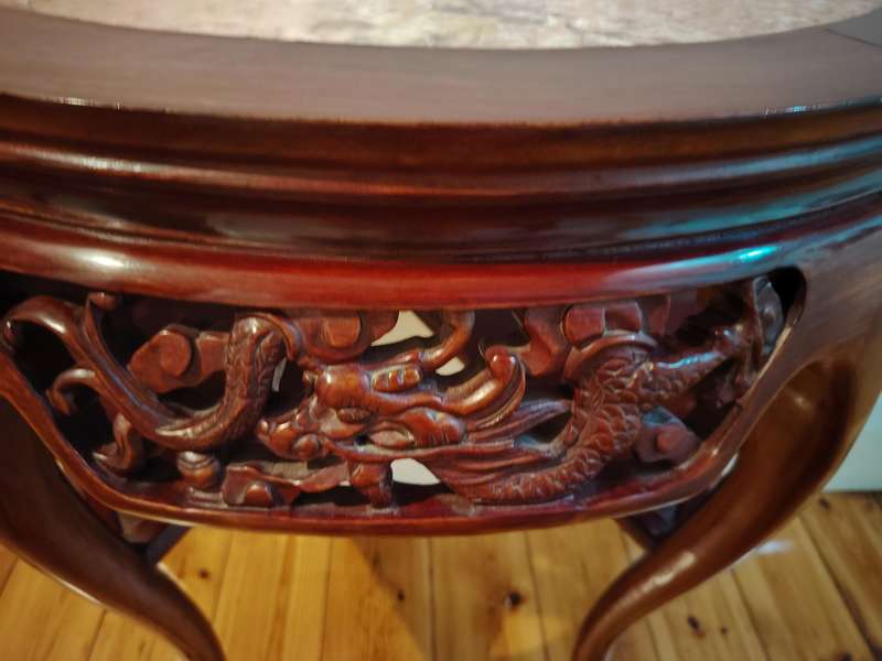 Stunning ornate Rosewood Halfmoon table