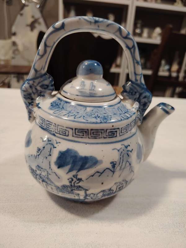Beautiful blue and white decorative teapot