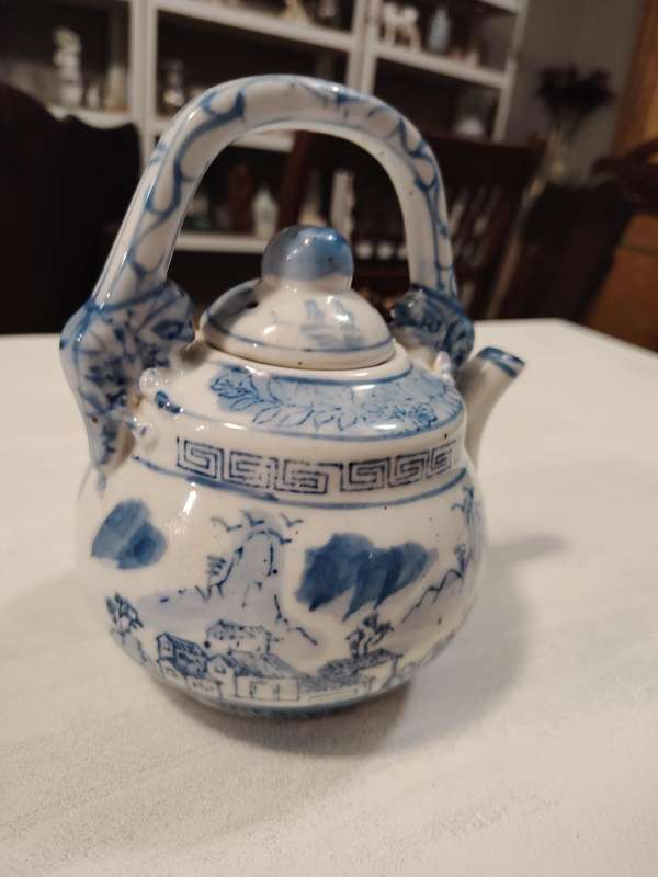 Beautiful blue and white decorative teapot