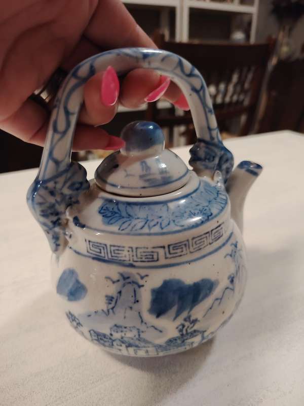 Beautiful blue and white decorative teapot