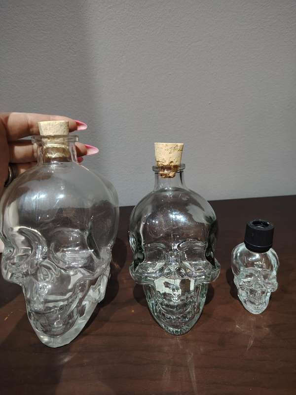 Beautiful glass skull decanters