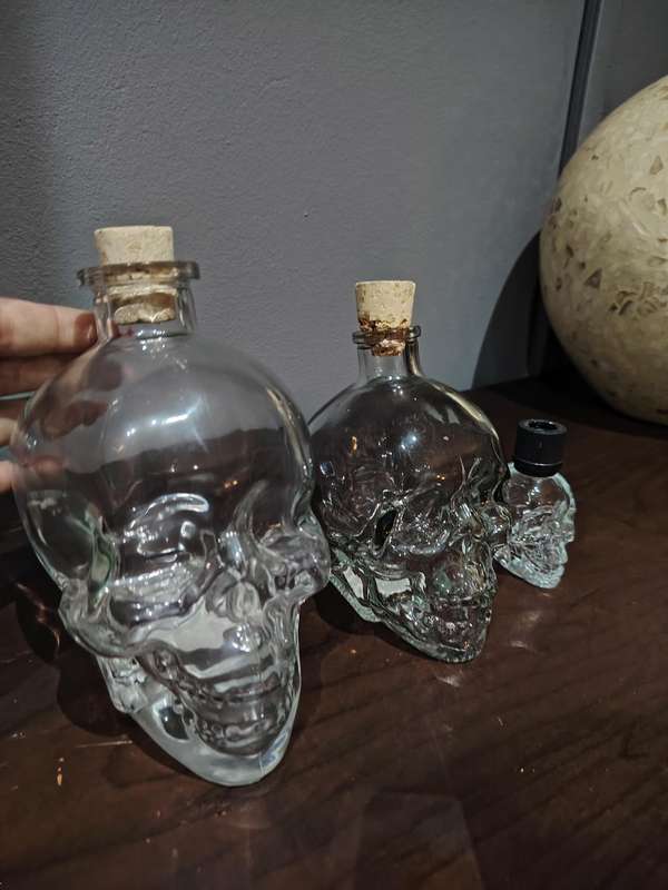 Beautiful glass skull decanters