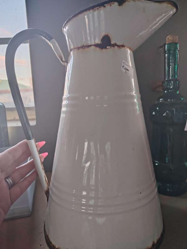 Large vintage enamel jug