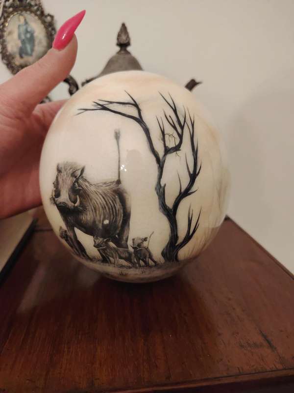 Stunning handpainted porcelain egg ornament