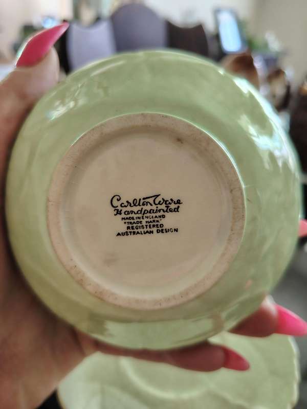 Vintage Carlton ware lidded sugar bowl with small plate