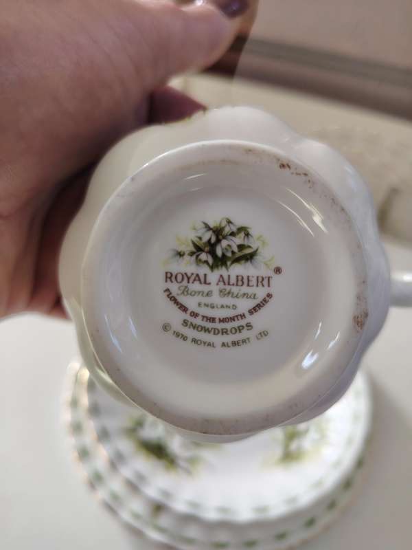 Royal Albert Snowdrops January Flower of the month trio