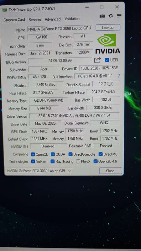 Acer predator helios 300 PH317-55-75MD 17" i7 11800h,RTX 3060 gaming laptop