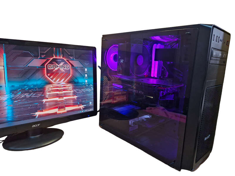 Gaming PC with aRGB, RTX2070 8Gb GPU, i7-7700 CPU, 32gb RAM, 1Tb NvMe, DVD, Win 11 & Office 2021 Pro