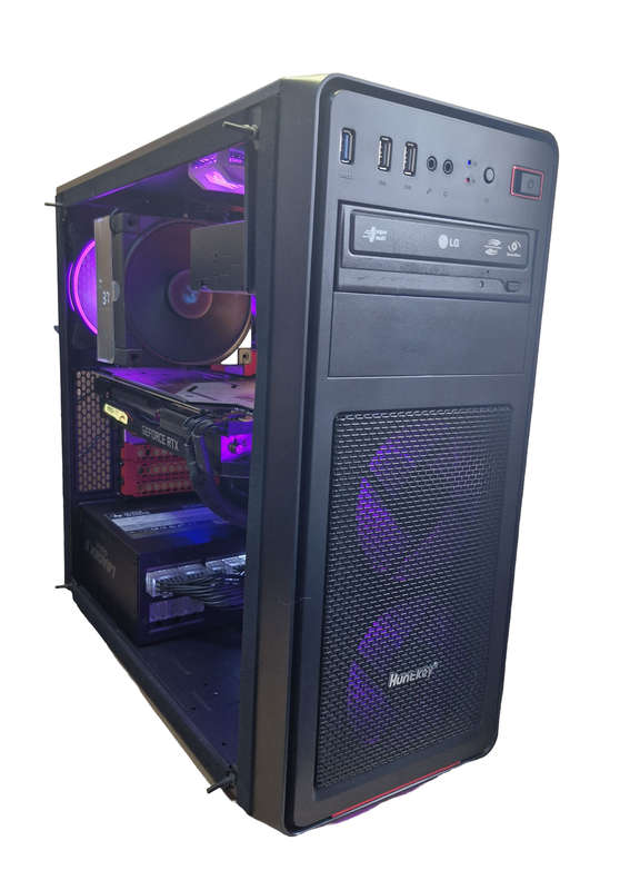 Gaming PC with aRGB, RTX2070 8Gb GPU, i7-7700 CPU, 32gb RAM, 1Tb NvMe, DVD, Win 11 & Office 2021 Pro